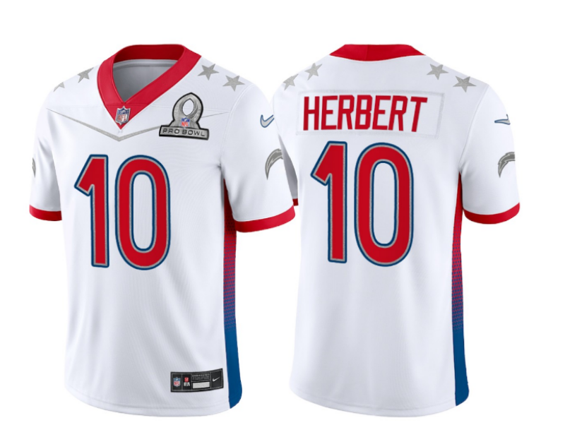 2022 Men Los Angeles Chargers 10 Herbert Nike white Pro bowl Limited NFL Jersey